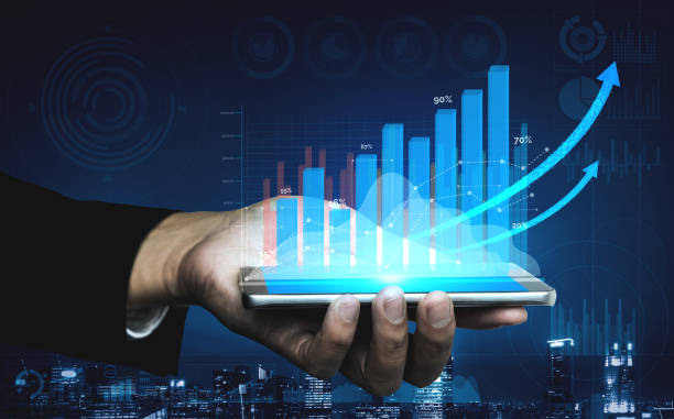 istock Double Exposure Image of Business Profit Growth 1213159956