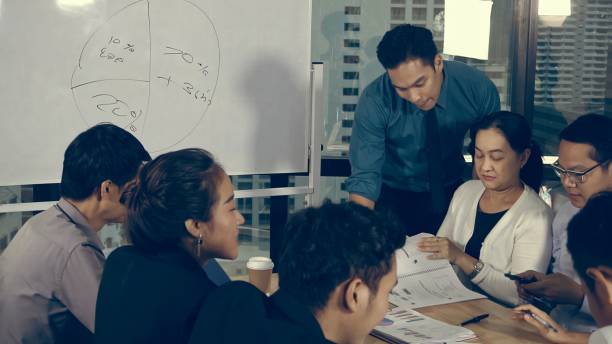 istock Asian business people discuss marketing strategy. 1213164566