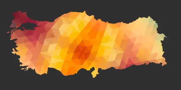 Vector illustration of The Turkey Map of Polygonal Style