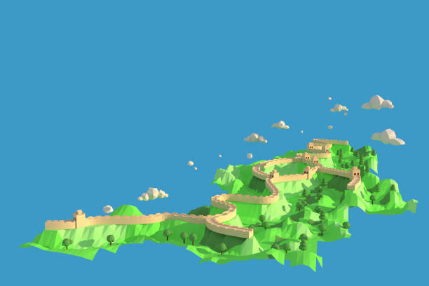 istock 3D illustrator The great wall of China, 3d rendering Low Polygon Geometry Background. Abstract Polygonal Geometric Shape. Lowpoly Minimal Style Art. 1213167274