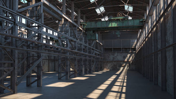 Abandoned Warehouse Interior stock photo