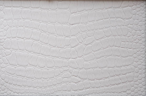 Reptile genuine leather with a pronounced natural pattern, artificially painted white.