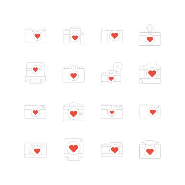 Vector illustration of Vector Camera with heart symbol