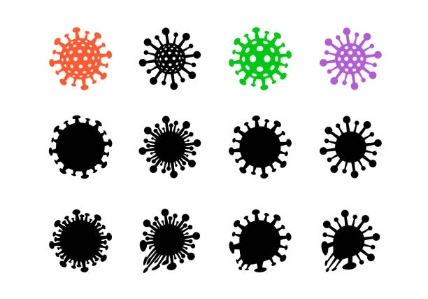 ilustrações de stock, clip art, desenhos animados e ícones de set of bacteria, virus icon and symbol, vector - virus