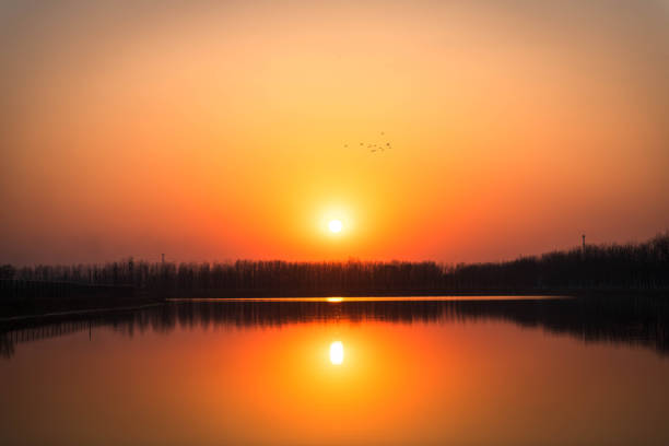 istock Sun on Horizon over Quiet Water at Sunset 1213188325