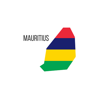 Mauritius Flagge Karte Die Flagge Des Landes In Form Von Grenzen Stock ...