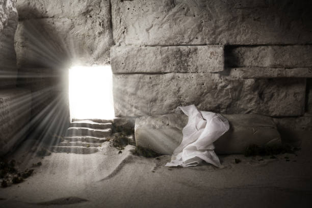 istock Empty tomb while light shines from the outside. Jesus Christ Resurrection. Christian Easter concept. 1213190062