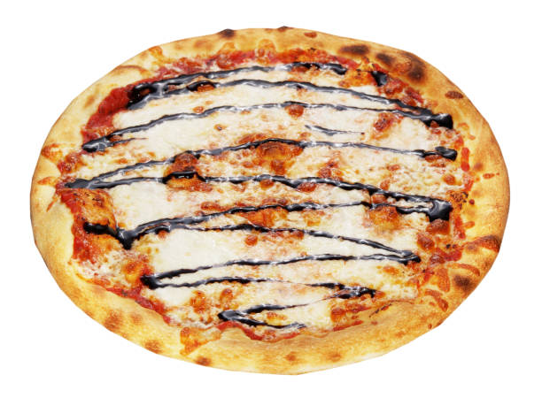 istock Fresh pizza with tomato sauce and mozzarella isolated on white background 1213190352
