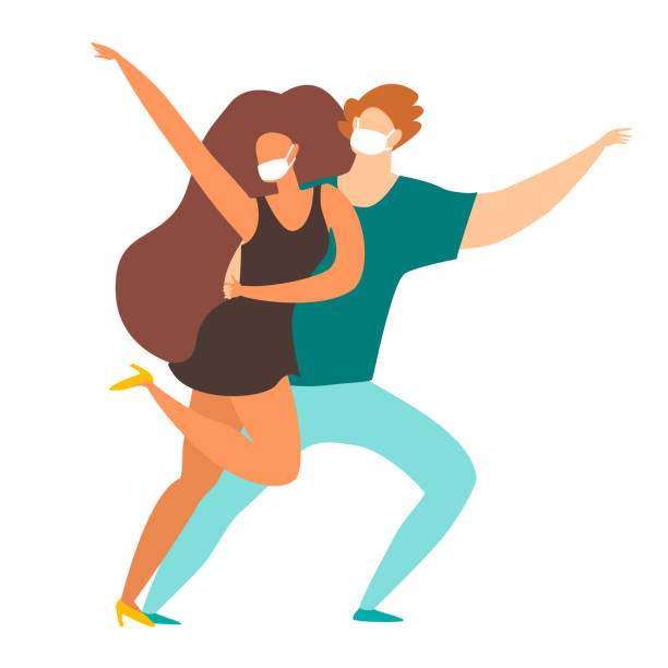 танцующие люди в масках вектор иллюстрации - dance fever stock illustrations