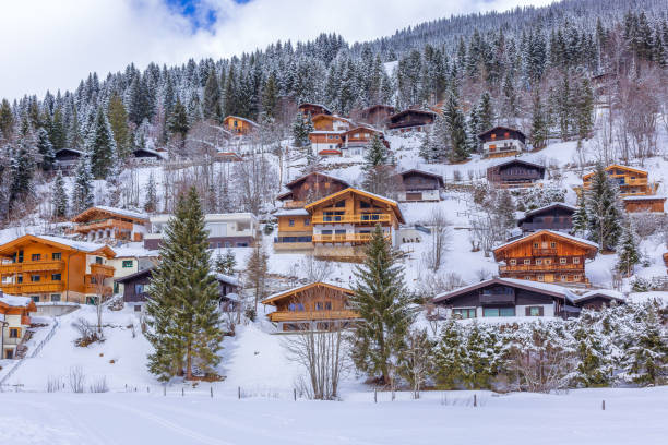 istock Winter snow village in Austrian Alps, Austria 1213192923