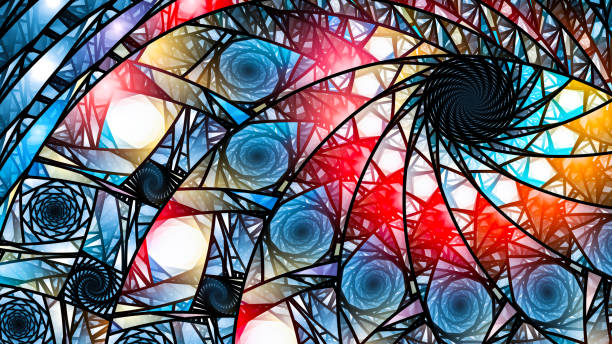 istock Glowing modern colorful stained-glass abstract background 1213192929