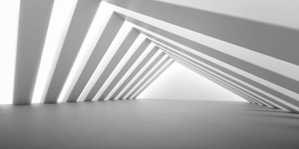 istock Abstract of concrete interior with the light cast shadow on the wall ,Geometric structure,Perspective of brutalism  architecture,Museum space design. 3d rendering. 1213194323