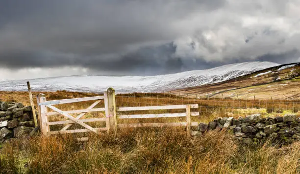 Little Whernside mountain in winter snow. Yorkshire Dales