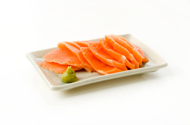 istock Salmon Sashimi, Raw rainbow trout slice or rainbow trout sashimi 1213201514