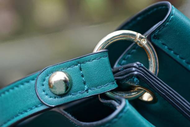 istock green leather harness on bag with yellow metal rivet 1213201825