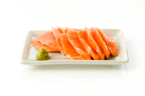 istock Salmon Sashimi, Raw rainbow trout slice or rainbow trout sashimi 1213202459
