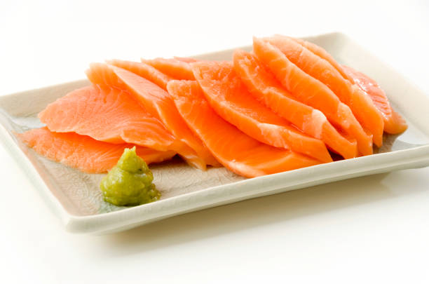 istock Salmon Sashimi, Raw rainbow trout slice or rainbow trout sashimi 1213202676