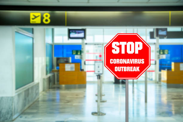 istock Coronavirus stop sign at airport 1213205045