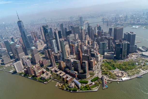 istock manhattan new york aerial view from helicopter 1213205743