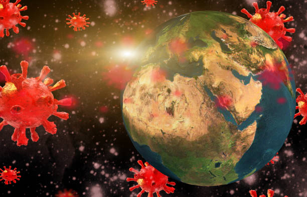 istock coronavirus covid-19 virus  earth planet round  global attack background danger sun - 3d rendering 1213211904