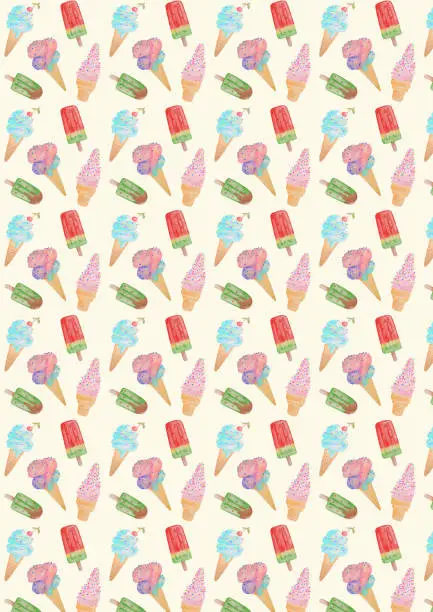 Vector illustration of Seamless pattern with ice cream