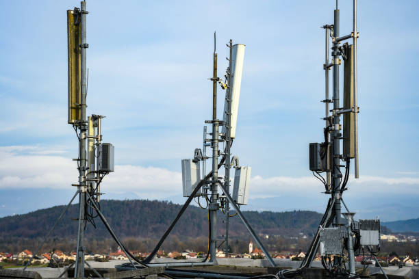 istock Cellular radio telecommunication network antenna mounted on a metal pole providing strong signal waves 1213212114