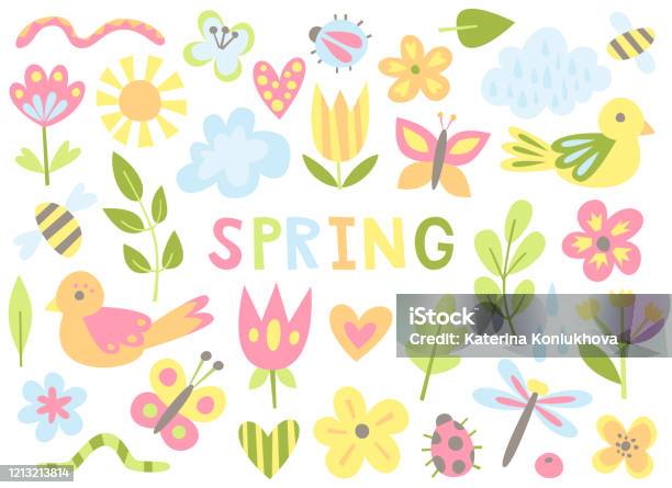 Hd Spring Vector Images Spring Vector Set Stock Illustration - Download Image Now - Abstract ...