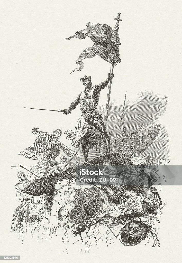 Crusaders-von Alphonse de Neuville (1836-1885 - Lizenzfrei Flagge Stock-Illustration