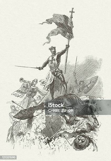 Crusadersvon Alphonse De Neuville 18361885 Stock Vektor Art und mehr Bilder von Flagge - Flagge, Holzschnitt, Gravur