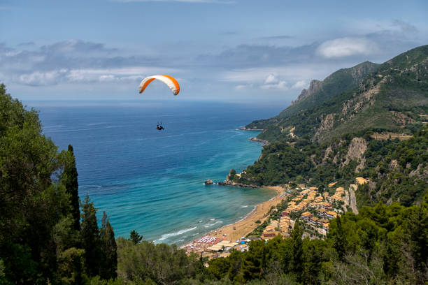 istock Beautiful beach and boat, Corfu island, Greece 1213218558