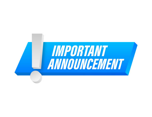 ilustrações de stock, clip art, desenhos animados e ícones de banner with important announcement. blue important announcement sign icon. exclamation danger sign. alert icon. vector stock illustration. - capital letter