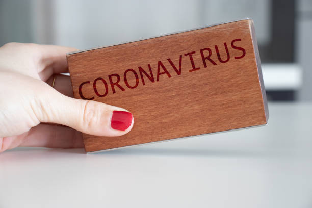 Coronavirus word at wooden block. Coronavirus text.