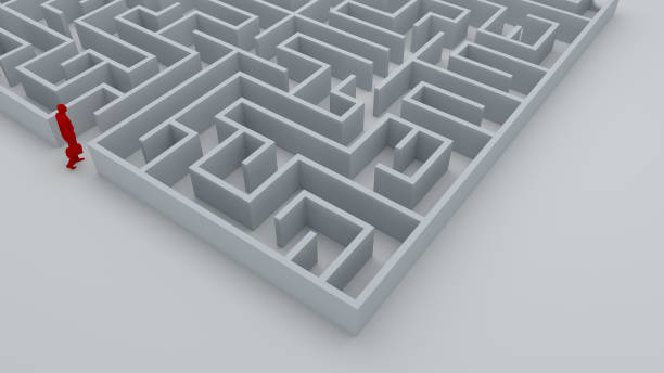 istock Businessman entrance  the maze. Concepts of finding a solution, problem solving, challenge etc. 3D illustration. 1213225975