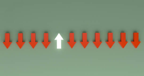 istock 3D Illustration. Arrows up. Image with clipping path.Arrows. UP and DOWN. Vector illustration isolated on background.Good way business idea. 1213226015