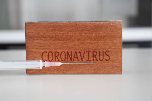 Coronavirus word at wooden block. Coronavirus text.