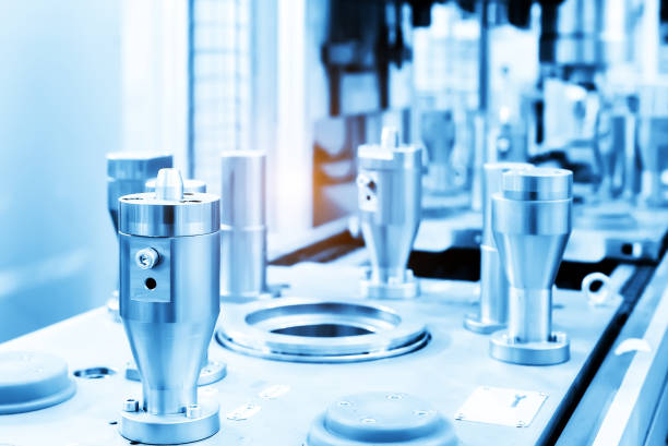 istock The steel cylindrical parts are on the machine platform 1213230921