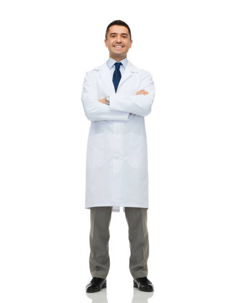 istock smiling male doctor in white coat 1213235603