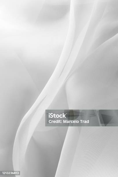 Close Up Of A White Tulle Fabric Stock Photo - Download Image Now - Veil, Textile, White Color