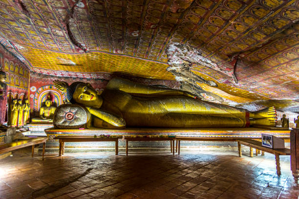 Dambulla cave temple - Buddha statues, Sri Lanka Dambulla cave temple also known as the Golden Temple of Dambulla is situated in the central part of Sri Lanka. This temple complex dates back to the first century BCE. dambulla stock pictures, royalty-free photos & images