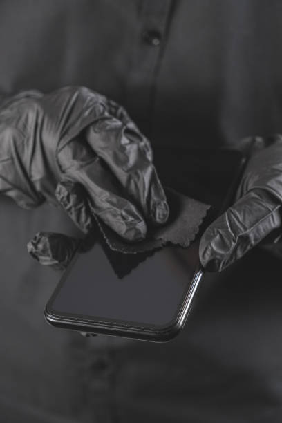 istock Cleaning the smartphone screen with a wipe. 1213242422