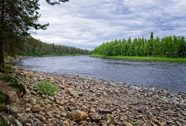 istock Beautiful river and shore with rocks 1213244868