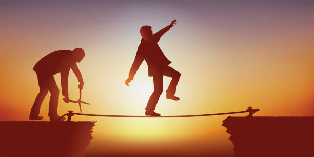 istock Concept of a man ready to bring down his competitor to prevent him from reaching his goal. 1213252397