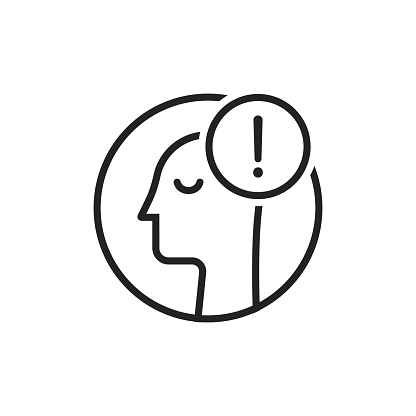 linear man like panic or anxiety. concept of user making decide or error mindset or negative thinking. contour style trend modern simple black graphic minimal ui design isolated on white