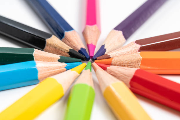 istock Colorful wooden pencils isolated on white background 1213262064
