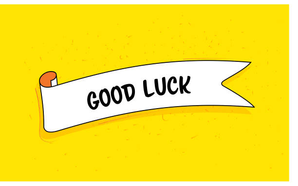 istock Trendy Ribbon Banner with Text Good Luck. Retro Style Design. 1213264348