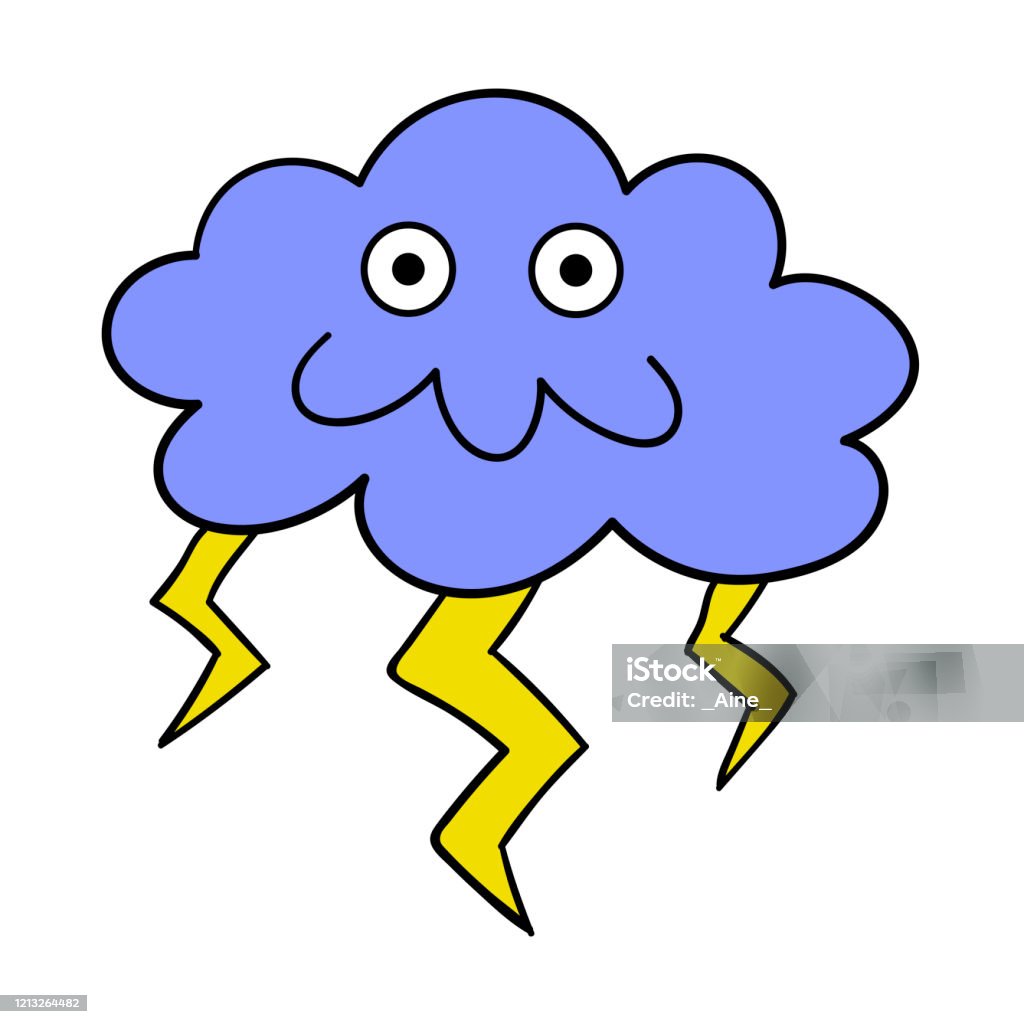 Cartoon Doodle Happy Cloud Với Sét Sấm Sét Cô Lập Trên Nền Trắng Hình Minh  Họa Vector Hình minh họa Sẵn có - Tải xuống Hình ảnh Ngay bây giờ - iStock