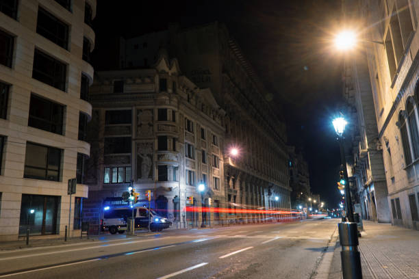 istock Empty street at night in Barcelona 1213266075