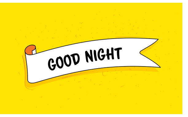 istock Trendy Ribbon Banner with Text Good Night. Retro Style Design. 1213268793