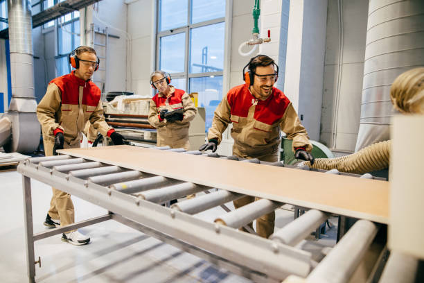 istock Senior manager supervising carpenters during their work in a workshop 1213270725