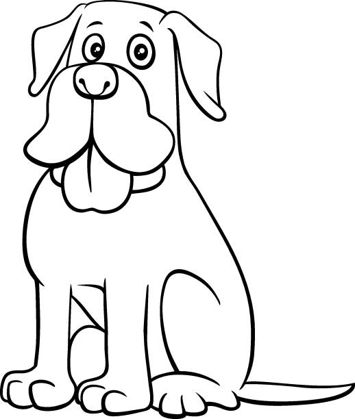 만화 개 캐릭터 컬러 북 페이지 - coloring dog pets puppy stock illustrations